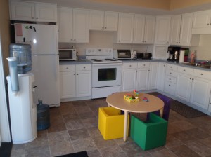 Area for snacks, meals and getting messy! We do fine motor activities in here, such as painting and coloring. 